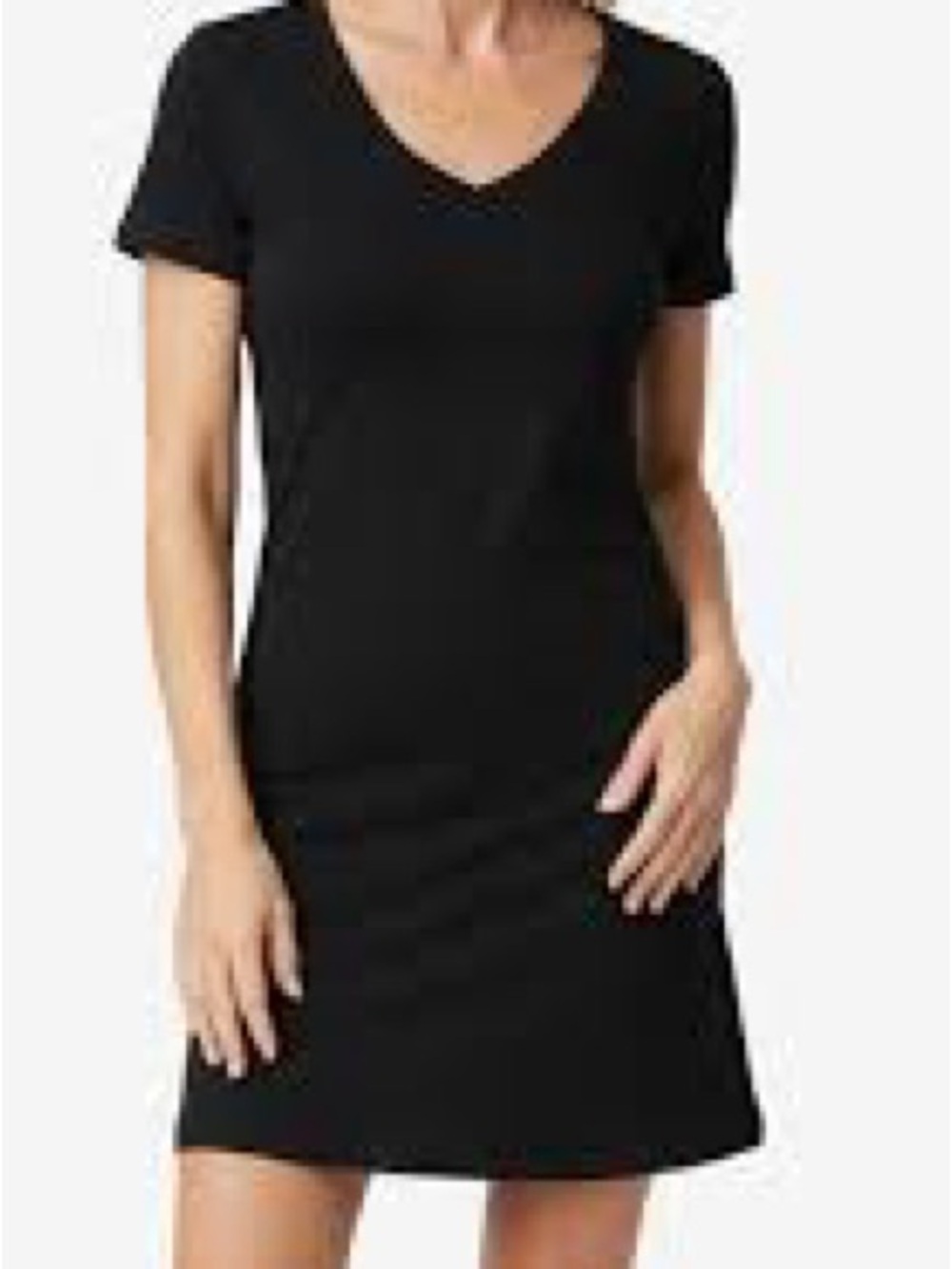 Silk & Cashmere Black V-Neck Short Sleeve Dress